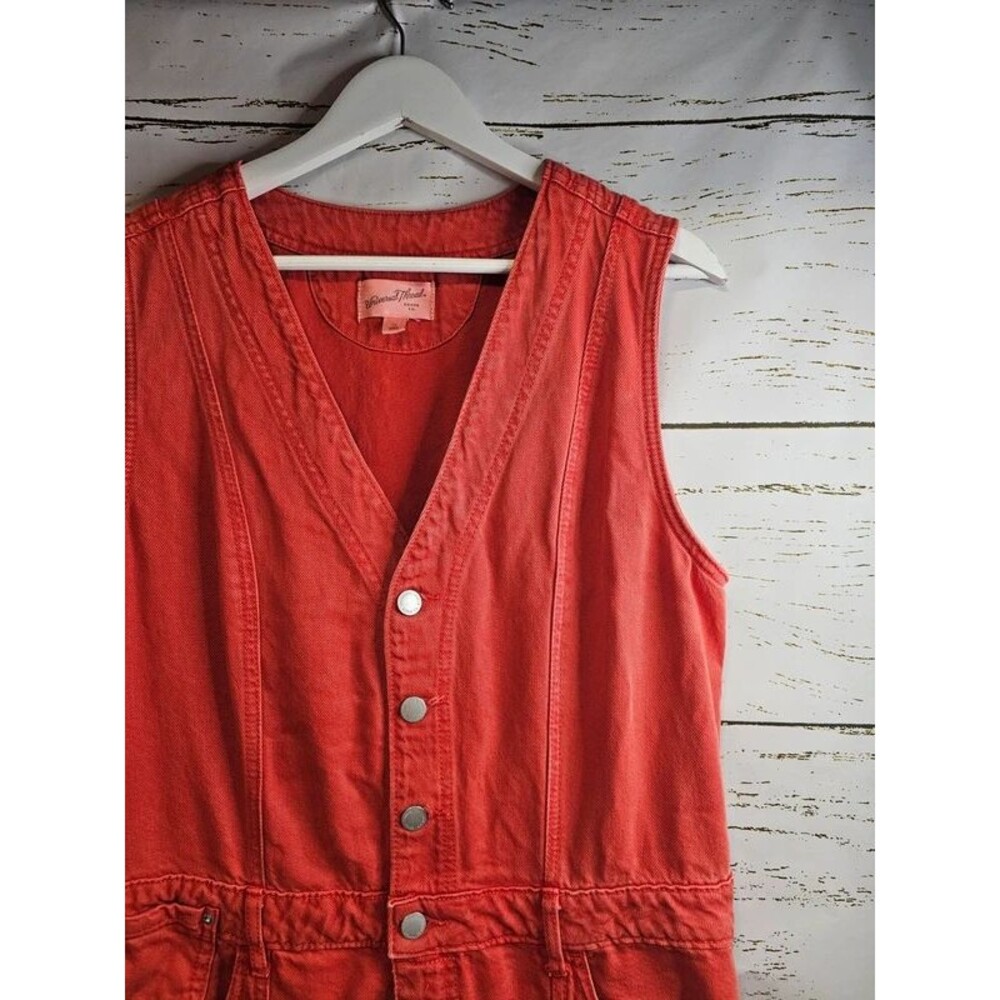 Universal Thread Denim Jumpsuit Size 12 Coral Wide Leg Utility Overalls